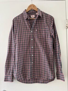 Levi's Red and Blue Plaid Button-Down Shirt - Men's Long Sleeve